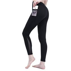 dowskwx Damen Leggings mit Mesh Taschen, Hohe Taille Sport Leggins Fitnesshose Sporthose Yogahose für Gym Running Pilates Alltag (M) von dowskwx