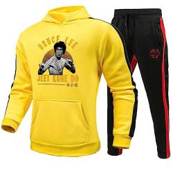 Bruce Lee Trainingsanzug Casual Zweiteiler Set Kung Fu Martial Art Bruce Lee 3D-gedrucktes Kapuzenpullover- und Hosenset für Männer Frauen von doyouwantmore