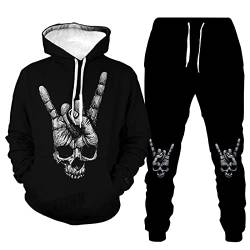 Herren 2-teiliges Trainingsanzug Set 3D Totenkopf Poker Print Fashion Outfit Set Grafik Jogginghose und Hoodie Sets von doyouwantmore