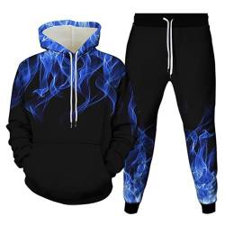 Herren Trainingsanzug Set Flamme 3D gedruckte Hoodies und Jogginghosen Jogginghose 2 Stück Set Hip Hop Casual Sport Anzug von doyouwantmore
