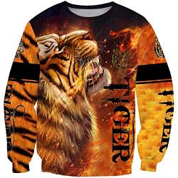 Herren Viking Pullover Sweatshirt Mode Viking Tier Tiger 3D Print Rundhals Pullover Langarm T-Shirt von doyouwantmore