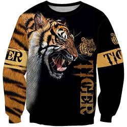 Herren Viking Pullover Sweatshirt Mode Viking Tier Tiger 3D Print Rundhals Pullover Langarm T-Shirt von doyouwantmore
