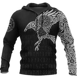 doyouwantmore Herren Viking Tattoo Print Hoodie Kapuzen-Sweatshirt 3D-gedrucktes Langarm-Pullover-Sweatshirt von doyouwantmore