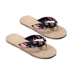 dragonaur-home decor Damen-Sommer-Flip-Flops, Strand-Sandalen, rutschfest, Zehentrenner, Hausschuhe, bequeme Sandalen, black floral, 39 eu von dragonaur-home decor