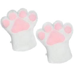 dressfan 1 Paare Plüsch Katzenpfoten Handschuhe Katzen Handschuhe Karneval Fasching Halloween Dress Up Zubehör,Frauen & Mädchen Neko Party Cosplay Kostüm Weihnachtsgeschenke,Weiß von dressfan