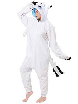 dressfan Animal Dragon Onesie Cosplay Kostüm Weihnachten Halloween Pyjama für Unisex Erwachsene Teens Schwarz & Weiß, Weiss/opulenter Garten, XL von dressfan