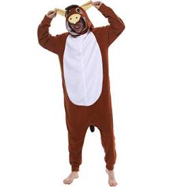 dressfan Einteiler Esel Kostüm Cosplay Kostüm Tier-Pyjama Unisex Erwachsene Einteiler Schlafanzug braun - Braun - Large von dressfan