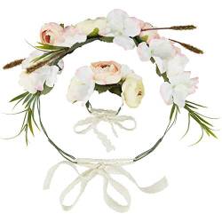 dressforfun 302797 Blumen Haarband und Armband Set, Blumenkranz, größenverstellbar, für Hochzeit oder Trachten Party, bunt von dressforfun