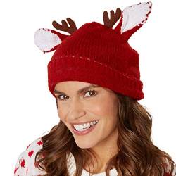 dressforfun 303621 Unisex Weihnachts Winter Mütze Rentier mit Ohren und Geweih, rot von dressforfun