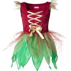 dressforfun 900346 - Mädchenkostüm Waldelfe, Kleid in hellem Grün und kräftigem Rot inkl. Schleife auf Hüfthöhe (158 | Nr. 301721) von dressforfun