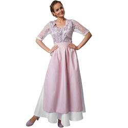 dressforfun 900586 Maxi-Dirndl, Tailliertes, langes Dirndl in Zartrosa und Silber, edle Schnürung - Diverse Größen - (S) von dressforfun