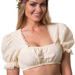 dressforfun 900589 Dirndlbluse mit leichtem Trapez Ausschnitt und Spitzen Rüschen, kurz, Creme - Diverse Größen - (M | Nr. 303046) von dressforfun