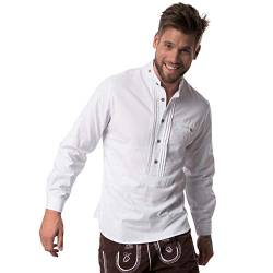 dressforfun 900602 Herren Trachtenhemd, Langarmhemd mit Knopfleiste, Knöpfe in Hirschhorn-Optik, weiß - Diverse Größen - (S | Nr. 302995) von dressforfun