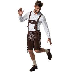 dressforfun 900813 Männer Lederhose mit Träger in klassischer Trachten-Optik, edle Stickereien in weiß (XL) von dressforfun