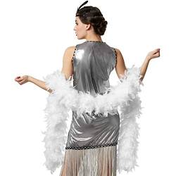 dressforfun 900838 Flauschige Federboa, 180 cm lang, Damen Mädchen Karnevals Kostüm Accessoire - diverse Farben - (weiß | Nr. 303400) von dressforfun