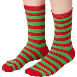 dressforfun 900857 Unisex Weihnachts Socken, atmungsaktiv, grün rot gestreift - diverse Größen - (35-38 | Nr. 303506) von dressforfun