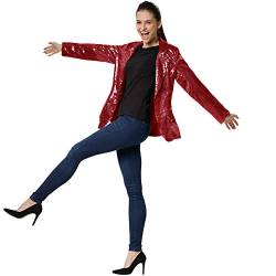 dressforfun 900995 Damen Pailletten Blazer, Langarm Glitzer Jackett, Bordeaux - Diverse Größen - (M | 303867) von dressforfun