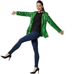 dressforfun 900995 Damen Pailletten Blazer, Langarm Glitzer Jackett, grün - Diverse Größen - (S | 303861) von dressforfun