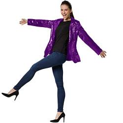 dressforfun 900995 Damen Pailletten Blazer, Langarm Glitzer Jackett, lila - Diverse Größen - (S | 303881) von dressforfun