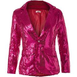 dressforfun 900995 Damen Pailletten Blazer, Langarm Glitzer Jackett, pink - Diverse Größen - (S | 303876) von dressforfun