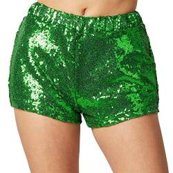 dressforfun 900996 Damen Pailletten Glitzer Shorts, sexy Kurze Hose Shorts, grün (L | Nr. 303903) von dressforfun