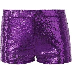 dressforfun 900996 Damen Pailletten Glitzer Shorts, sexy Kurze Hose Shorts, lila (M | Nr. 303922) von dressforfun