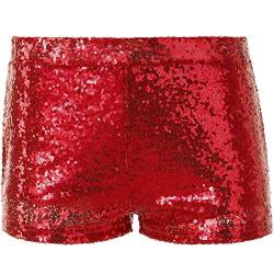 dressforfun 900996 Damen Pailletten Glitzer Shorts, sexy Kurze Hose Shorts, rot (L | Nr. 303913) von dressforfun