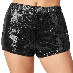 dressforfun 900996 Damen Pailletten Glitzer Shorts, sexy Kurze Hose Shorts, schwarz (M | Nr. 303897) von dressforfun