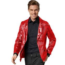 dressforfun 900999 Herren Pailletten Blazer Sakko, Freizeit Anzugjacke, rot - Diverse Größen - (L | Nr. 303948) von dressforfun