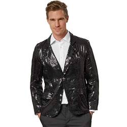 dressforfun 900999 Herren Pailletten Blazer Sakko, Freizeit Anzugjacke, schwarz - Diverse Größen - (S | Nr. 303936) von dressforfun