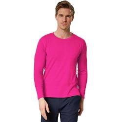 dressforfun 901001 Herren Longsleeve, Basic Langarmshirt, Rundhals, unifarben - Diverse Größen und Farben - (Pink | M | Nr. 304011) von dressforfun