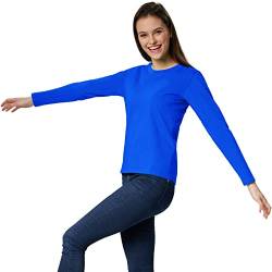 dressforfun 901005 Damen Basic Longsleeve Langarmshirt, Baumwolle, Rundhalsausschnitt - Diverse Farben und Größen - (Blau | M | Nr. 304151) von dressforfun