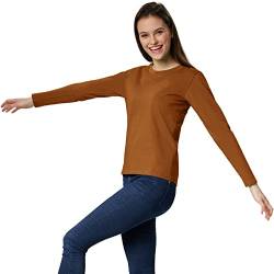 dressforfun 901005 Damen Basic Longsleeve Langarmshirt, Baumwolle, Rundhalsausschnitt - Diverse Farben und Größen - (Braun | L | Nr. 304162) von dressforfun