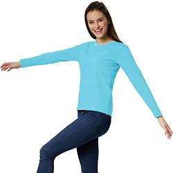 dressforfun 901005 Damen Basic Longsleeve Langarmshirt, Baumwolle, Rundhalsausschnitt - Diverse Farben und Größen - (Hellblau | XL | Nr. 304148) von dressforfun