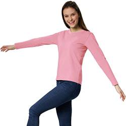 dressforfun 901005 Damen Basic Longsleeve Langarmshirt, Baumwolle, Rundhalsausschnitt - Diverse Farben und Größen - (Pink | S | Nr. 304135) von dressforfun