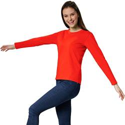 dressforfun 901005 Damen Basic Longsleeve Langarmshirt, Baumwolle, Rundhalsausschnitt - Diverse Farben und Größen - (Rot | S | Nr. 304120) von dressforfun