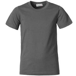 dressforfun 901032 Kinder T-Shirt, Basic Shirt mit Rundhalsausschnitt, Baumwolle - Diverse Farben und Größen - (Grau | 152 | Nr. 304389) von dressforfun