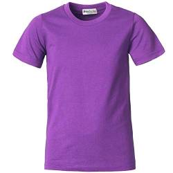 dressforfun 901032 Kinder T-Shirt, Basic Shirt mit Rundhalsausschnitt, Baumwolle - Diverse Farben und Größen - (Lila | 116 | Nr. 304356) von dressforfun