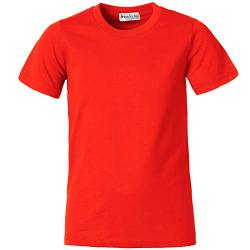 dressforfun 901032 Kinder T-Shirt, Basic Shirt mit Rundhalsausschnitt, Baumwolle - Diverse Farben und Größen - (Rot | 140 | Nr. 304338) von dressforfun