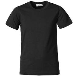 dressforfun 901032 Kinder T-Shirt, Basic Shirt mit Rundhalsausschnitt, Baumwolle - Diverse Farben und Größen - (Schwarz | 140 | Nr. 304333) von dressforfun