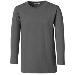 dressforfun 901033 Kinder Longsleeve, Basic Langarm Shirt mit Rundhalsausschnitt, Baumwolle - Diverse Farben und Größen - (Grau | 128 | Nr. 304472) von dressforfun