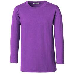 dressforfun 901033 Kinder Longsleeve, Basic Langarm Shirt mit Rundhalsausschnitt, Baumwolle - Diverse Farben und Größen - (Lila | 116 | Nr. 304441) von dressforfun