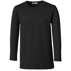 dressforfun 901033 Kinder Longsleeve, Basic Langarm Shirt mit Rundhalsausschnitt, Baumwolle - Diverse Farben und Größen - (Schwarz | 104 | Nr. 304410) von dressforfun