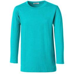 dressforfun 901033 Kinder Longsleeve, Basic Langarm Shirt mit Rundhalsausschnitt, Baumwolle - Diverse Farben und Größen - (Türkis | 140 | Nr. 304458) von dressforfun