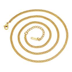 dsanbo Edelstahl Halskette 3mm Breit Farbe Gold Kette Herren Junge Länge 62cm von dsanbo