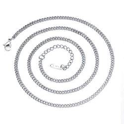 dsanbo Edelstahl Halskette 3mm Breit Farbe Silber Kette Herren Junge Länge 62cm von dsanbo