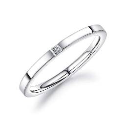 dsanbo Edelstahl Ring 2mm Ehering Trauring Kristall Modeschmuck für Damen Farbe Silber von dsanbo