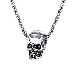 dsanbo Herren Edelstahl Kette Totenkopf Anhänger Biker Gotik Skull Skelett Halskette von dsanbo