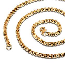 dsanbo Männer Junge Halskette Farbe Gold Breite 3mm Edelstahl Kette Länge 55cm von dsanbo