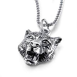 dsanbo Punk Halskette Edelstahl Anhänger Tiger Kopf Herren Männer Kette Schmuck von dsanbo